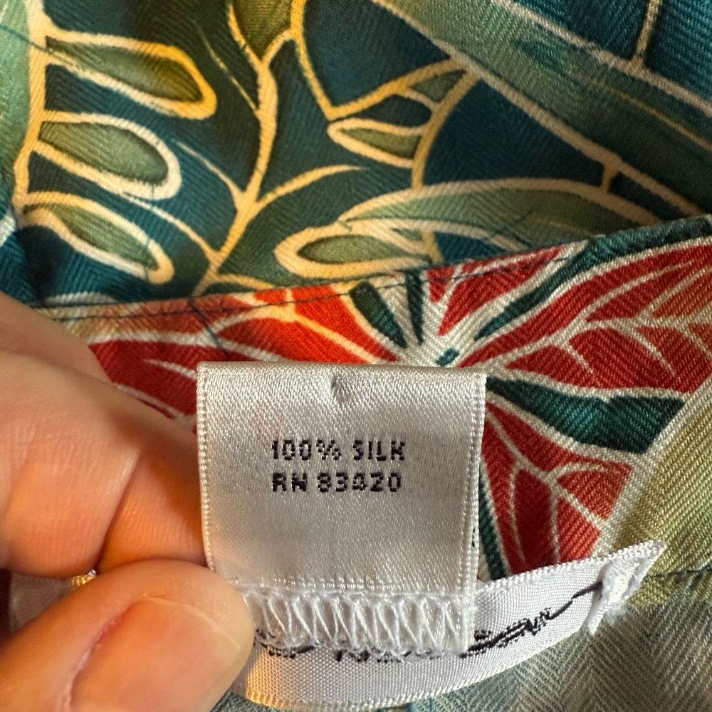 Tropical Kriss Kross VTG skirt, 💯% silk floral, teal & yellow Machine wash - Picture 8 of 9